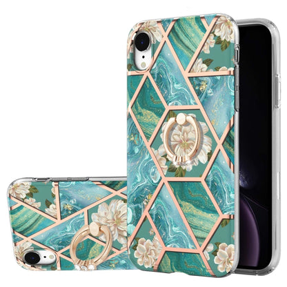 Electroplating Splicing Marble Flower Pattern TPU Shockproof Case with Rhinestone Ring Holder, For iPhone 13 mini, For iPhone 13, For iPhone 13 Pro, For iPhone 13 Pro Max, For iPhone 12 mini, For iPhone 12 / 12 Pro, For iPhone 12 Pro Max, For iPhone 11...