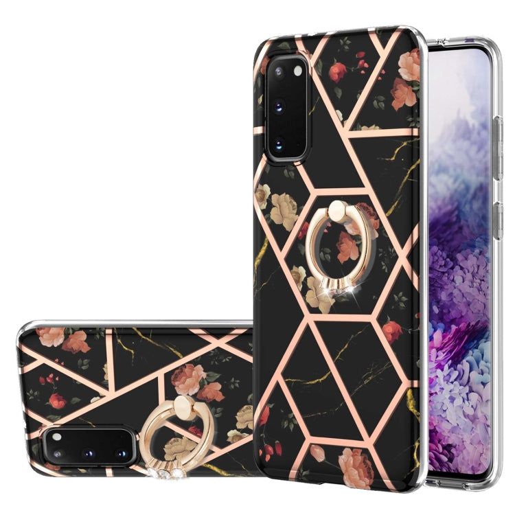 Electroplating Splicing Marble Flower Pattern TPU Shockproof Case with Rhinestone Ring Holder, For Samsung Galaxy S21  5G, For Samsung Galaxy S21+  5G, For Samsung Galaxy S21 Ultra 5G, For Samsung Galaxy S21 FE, For Samsung Galaxy S20                  ...