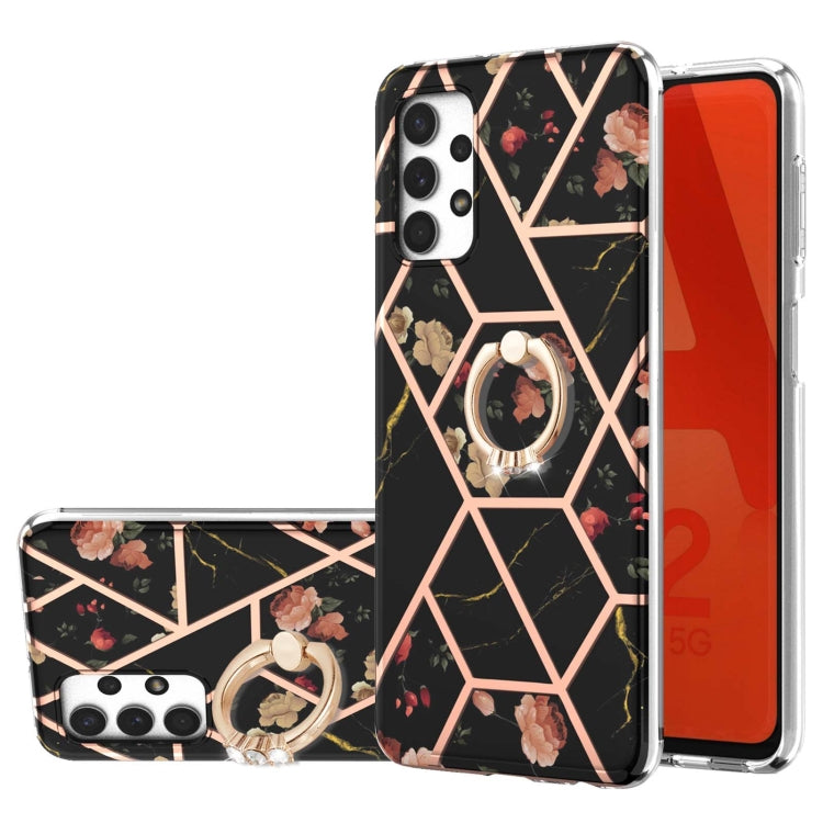 Electroplating Splicing Marble Flower Pattern TPU Shockproof Case with Rhinestone Ring Holder, For Samsung Galaxy S21  5G, For Samsung Galaxy S21+  5G, For Samsung Galaxy S21 Ultra 5G, For Samsung Galaxy S21 FE, For Samsung Galaxy S20                  ...