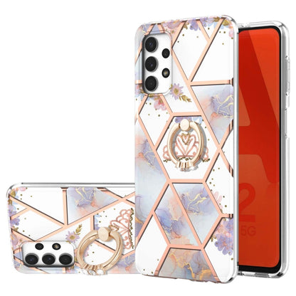 Electroplating Splicing Marble Flower Pattern TPU Shockproof Case with Rhinestone Ring Holder, For Samsung Galaxy S21  5G, For Samsung Galaxy S21+  5G, For Samsung Galaxy S21 Ultra 5G, For Samsung Galaxy S21 FE, For Samsung Galaxy S20                  ...