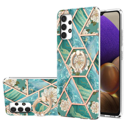 Electroplating Splicing Marble Flower Pattern TPU Shockproof Case with Rhinestone Ring Holder, For Samsung Galaxy S21  5G, For Samsung Galaxy S21+  5G, For Samsung Galaxy S21 Ultra 5G, For Samsung Galaxy S21 FE, For Samsung Galaxy S20                  ...