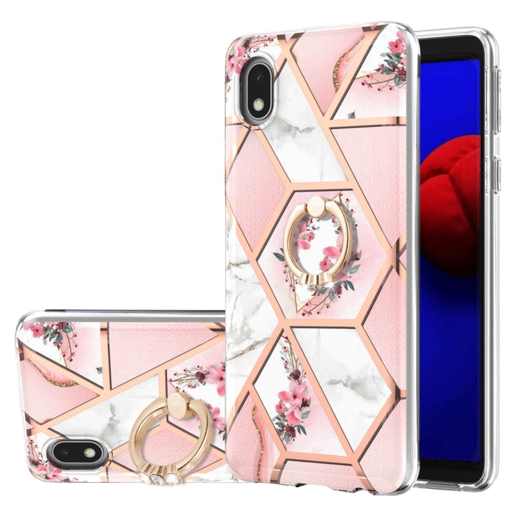 Electroplating Splicing Marble Flower Pattern TPU Shockproof Case with Rhinestone Ring Holder, For Samsung Galaxy S21  5G, For Samsung Galaxy S21+  5G, For Samsung Galaxy S21 Ultra 5G, For Samsung Galaxy S21 FE, For Samsung Galaxy S20                  ...