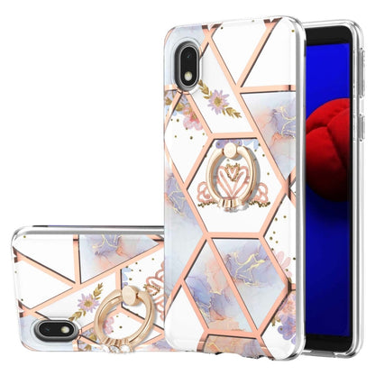 Electroplating Splicing Marble Flower Pattern TPU Shockproof Case with Rhinestone Ring Holder, For Samsung Galaxy S21  5G, For Samsung Galaxy S21+  5G, For Samsung Galaxy S21 Ultra 5G, For Samsung Galaxy S21 FE, For Samsung Galaxy S20                  ...