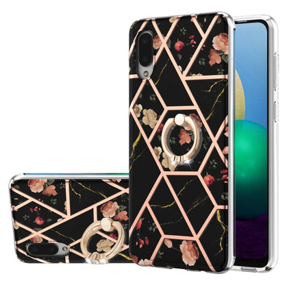 Electroplating Splicing Marble Flower Pattern TPU Shockproof Case with Rhinestone Ring Holder, For Samsung Galaxy S21  5G, For Samsung Galaxy S21+  5G, For Samsung Galaxy S21 Ultra 5G, For Samsung Galaxy S21 FE, For Samsung Galaxy S20                  ...