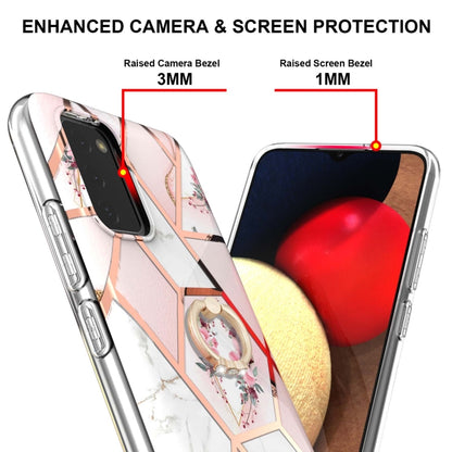 Electroplating Splicing Marble Flower Pattern TPU Shockproof Case with Rhinestone Ring Holder, For Samsung Galaxy A02s 164mm, For Samsung Galaxy A02S 166mm, For Samsung Galaxy A12 5G/F12/M12, For Samsung Galaxy A21s, For Samsung Galaxy A22 4G EU Versio...