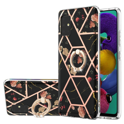 Electroplating Splicing Marble Flower Pattern TPU Shockproof Case with Rhinestone Ring Holder, For Samsung Galaxy A02s 164mm, For Samsung Galaxy A02S 166mm, For Samsung Galaxy A12 5G/F12/M12, For Samsung Galaxy A21s, For Samsung Galaxy A22 4G EU Versio...