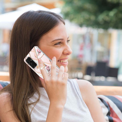 Electroplating Splicing Marble Flower Pattern TPU Shockproof Case with Rhinestone Ring Holder, For Samsung Galaxy A82 5G, For Samsung Galaxy M11/A11 US/EU