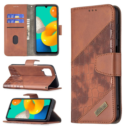 Matching Color Crocodile Texture Horizontal Flip PU Leather Case with Wallet & Holder & Card Slots, For Samsung Galaxy M32