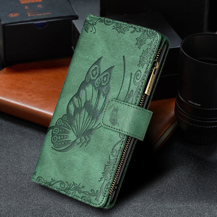 Flying Butterfly Embossing Pattern Zipper Horizontal Flip Leather Case with Holder & Card Slots & Wallet, For Samsung Galaxy M32