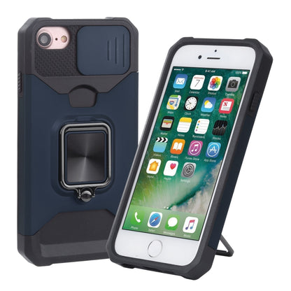 Sliding Camera Cover Design PC + TPU Shockproof Case with Ring Holder & Card Slot, For iPhone SE 2022 / SE 2020 / 8 / 7 / 6s / 6, For iPhone 8 Plus / 7 Plus / 6s Plus / 6 Plus