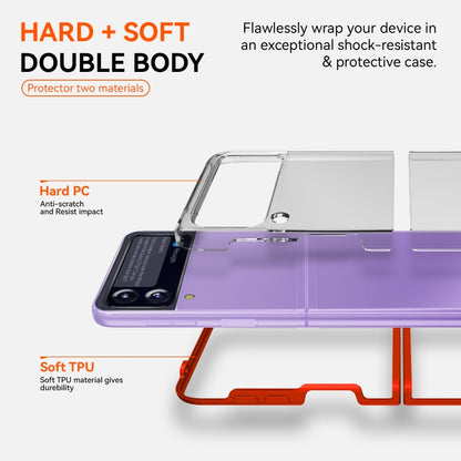 Simple All-inclusive Clear Crystal PC +TPU Shockproof Case, For Samsung Galaxy Z Flip3 5G
