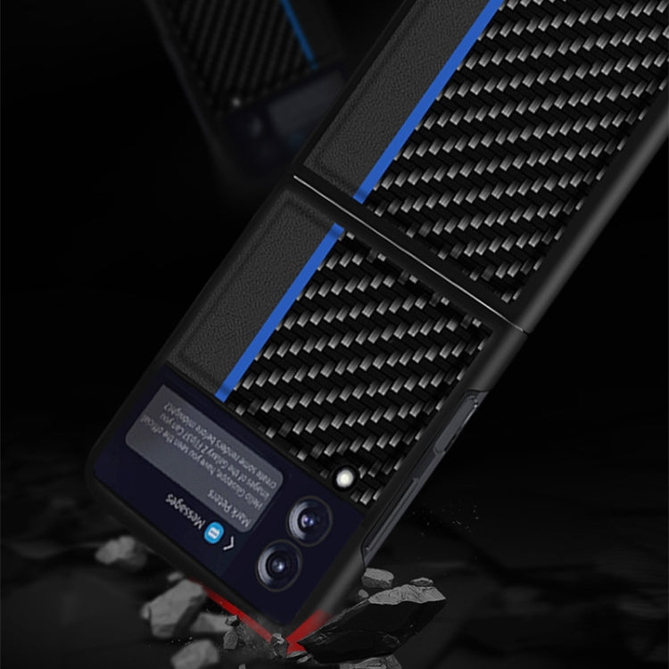 Carbon Fiber Texture Shockproof Splicing Leather Case, For Samsung Galaxy Z Flip3 5G