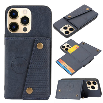 Double Buckle PU + TPU Shockproof Magnetic Protective Case with Card Slot & Holder, For iPhone 13 mini, For iPhone 13, For iPhone 13 Pro, For iPhone 13 Pro Max