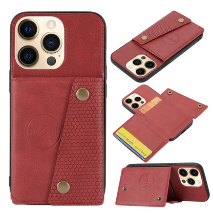 Double Buckle PU + TPU Shockproof Magnetic Protective Case with Card Slot & Holder, For iPhone 13 mini, For iPhone 13, For iPhone 13 Pro, For iPhone 13 Pro Max
