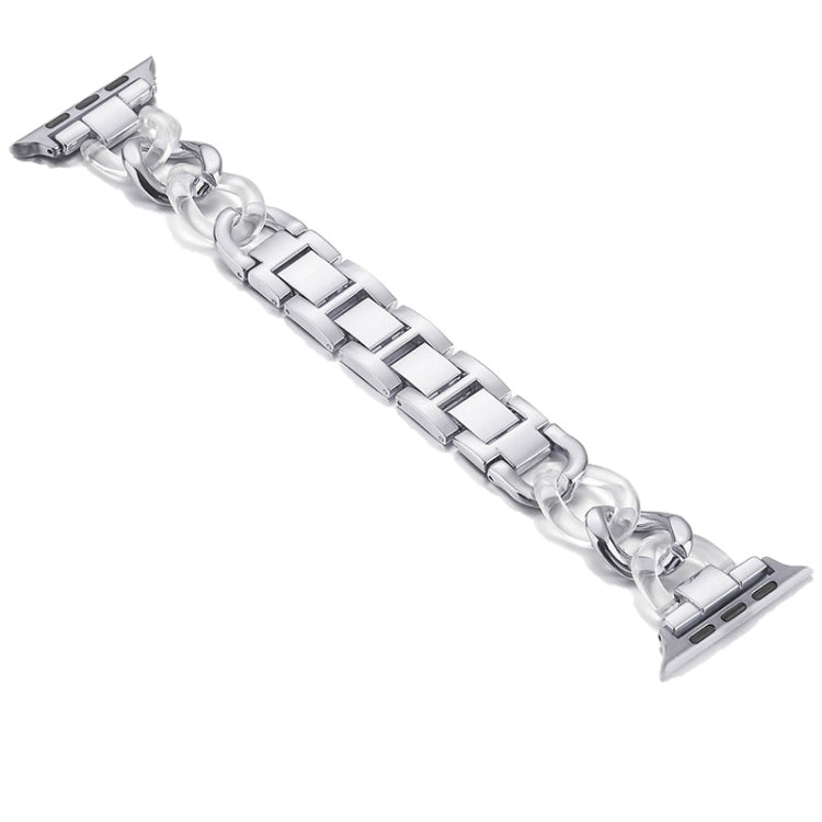 Cowboy Chain + Resin Metal Replacement Strap Watchband For Apple Watch Series, 7 41mm / 6 & SE & 5 & 4 40mm / 3 & 2 & 1 38mm, 7 45mm / 6 & SE & 5 & 4 44mm / 3 & 2 & 1 42mm