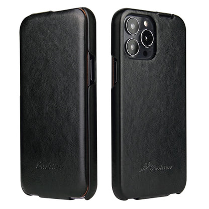 Fierre Shann Retro Oil Wax Texture Vertical Flip PU Leather Case, For iPhone 13 Pro Max, For iPhone 13 Pro, For iPhone 13, For iPhone 13 mini