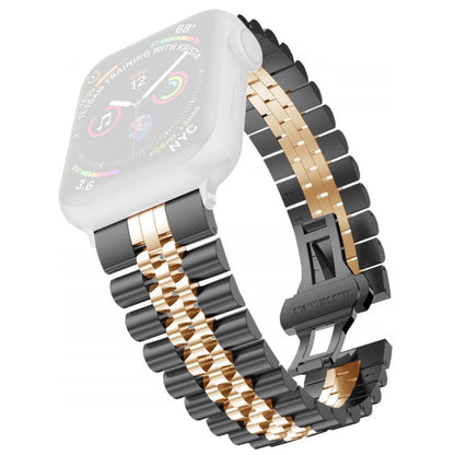 Women Five Beads Stainless Steel Replacement Watchband Width: 20mm  For Apple Watch Series, 7 45mm / 6 & SE & 5 & 4 44mm / 3 & 2 & 1 42mm, 7 41mm / 6 & SE & 5 & 4 40mm / 3 & 2 & 1 38mm