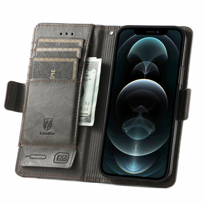CaseNeo Business Splicing Dual Magnetic Buckle Horizontal Flip PU Leather Case with Holder & Card Slots & Wallet, For iPhone 13 Pro