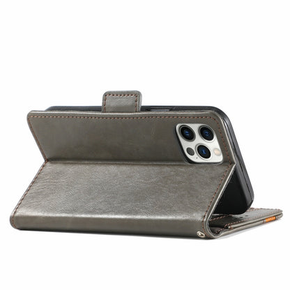 CaseNeo Business Splicing Dual Magnetic Buckle Horizontal Flip PU Leather Case with Holder & Card Slots & Wallet, For iPhone 13 Pro