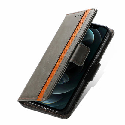 CaseNeo Business Splicing Dual Magnetic Buckle Horizontal Flip PU Leather Case with Holder & Card Slots & Wallet, For iPhone 13 Pro