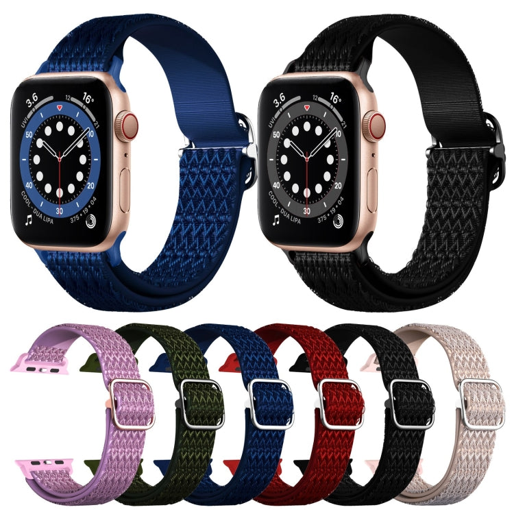 Adjustable Rhombic Texture Elastic Replacement Strap Watchband For Apple Watch Series, 7 41mm / 6 & SE & 5 & 4 40mm / 3 & 2 & 1 38mm, 7 45mm / 6 & SE & 5 & 4 44mm / 3 & 2 & 1 42mm