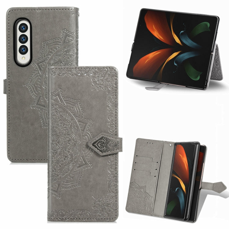 Embossed Mandala Pattern PC + TPU Horizontal Flip Leather Case with Holder & Card Slots, For Samsung Galaxy Z Fold3 5G