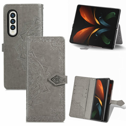 Embossed Mandala Pattern PC + TPU Horizontal Flip Leather Case with Holder & Card Slots, For Samsung Galaxy Z Fold3 5G