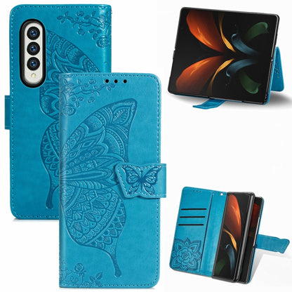 Butterfly Love Flowers Embossed Horizontal Flip Leather Case with Holder & Card Slots & Wallet & Lanyard, For Samsung Galaxy Z Fold3 5G