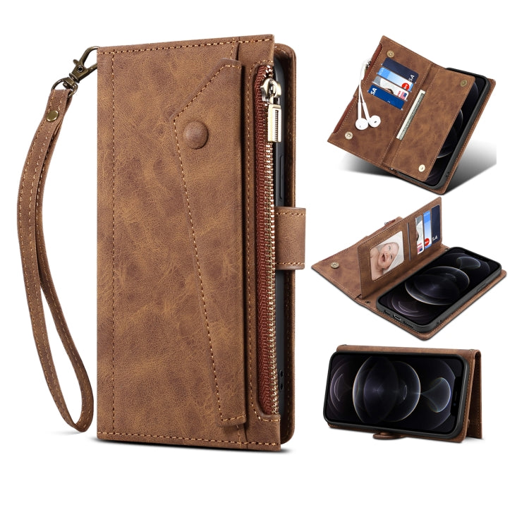 Retro Frosted Horizontal Flip Leather Case with Holder & Card Slot & Wallet & Zipper Pocket & Lanyard, For Samsung Galaxy S21 5G, For Samsung Galaxy S21+ 5G, For Samsung Galaxy S21 Ultra 5G, For Samsung Galaxy S21 FE 5G, For Samsung Galaxy A52 5G / 4G ...