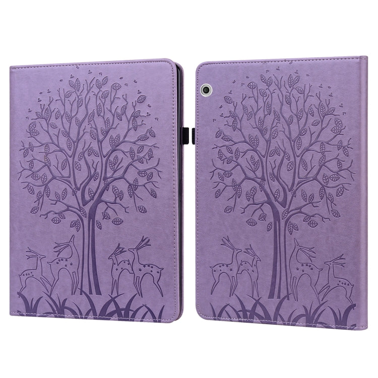 Tree & Deer Pattern Pressed Printing Horizontal Flip PU Leather Case with Holder & Card Slots, For Huawei MediaPad M5 lite, For Huawei MatePad Pro 10.8 2021, For Huawei MatePad 11 2021, For Huawei MediaPad T3 10, For Huawei MediaPad T5                 ...