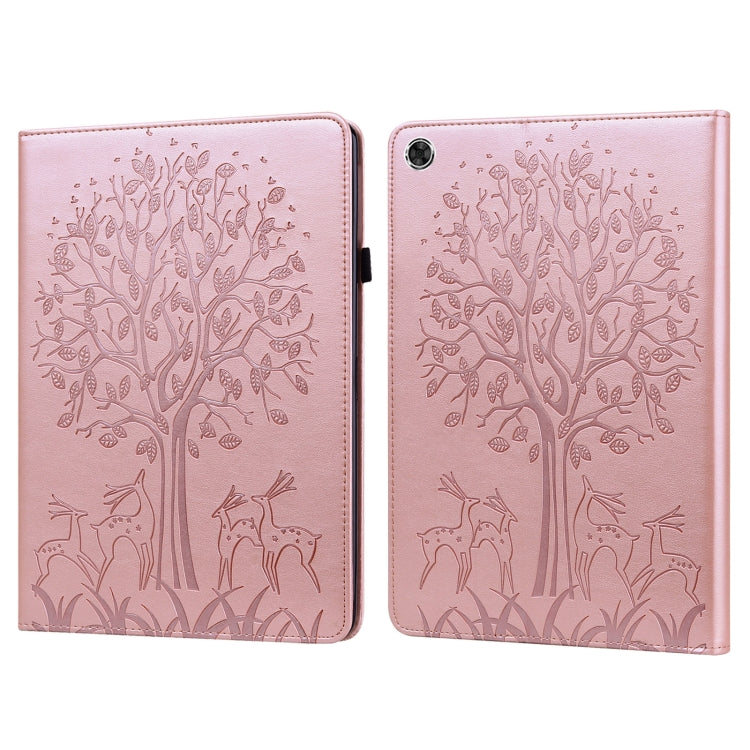 Tree & Deer Pattern Pressed Printing Horizontal Flip PU Leather Case with Holder & Card Slots, For Huawei MediaPad M5 lite, For Huawei MatePad Pro 10.8 2021, For Huawei MatePad 11 2021, For Huawei MediaPad T3 10, For Huawei MediaPad T5                 ...