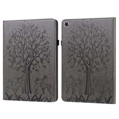 Tree & Deer Pattern Pressed Printing Horizontal Flip PU Leather Case with Holder & Card Slots, For Huawei MediaPad M5 lite, For Huawei MatePad Pro 10.8 2021, For Huawei MatePad 11 2021, For Huawei MediaPad T3 10, For Huawei MediaPad T5                 ...
