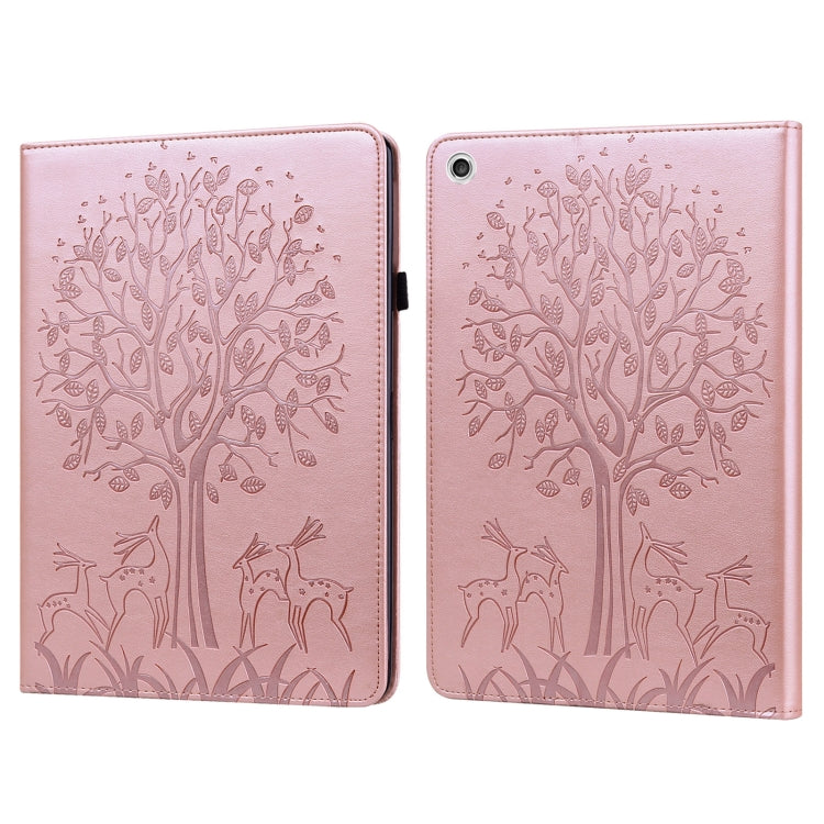 Tree & Deer Pattern Pressed Printing Horizontal Flip PU Leather Case with Holder & Card Slots, For Huawei MediaPad M5 lite, For Huawei MatePad Pro 10.8 2021, For Huawei MatePad 11 2021, For Huawei MediaPad T3 10, For Huawei MediaPad T5                 ...