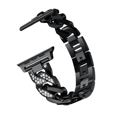 Single Row Denim Diamond Alloy Watchband, For Apple Watch Series 8&7 41mm / SE 2&6&SE&5&4 40mm / 3&2&1 38mm, For Apple Watch Series 8&7 45mm / SE 2&6&SE&5&4 44mm / 3&2&1 42mm