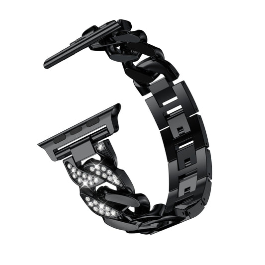 Single Row Denim Diamond Alloy Watchband, For Apple Watch Series 8&7 41mm / SE 2&6&SE&5&4 40mm / 3&2&1 38mm, For Apple Watch Series 8&7 45mm / SE 2&6&SE&5&4 44mm / 3&2&1 42mm