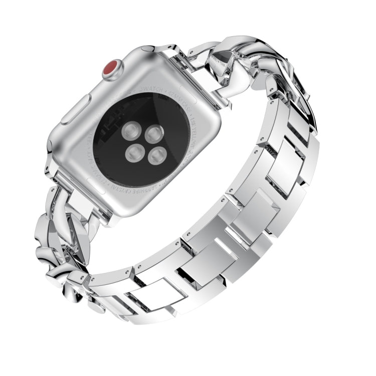 Single Row Denim Diamond Alloy Watchband, For Apple Watch Series 8&7 41mm / SE 2&6&SE&5&4 40mm / 3&2&1 38mm, For Apple Watch Series 8&7 45mm / SE 2&6&SE&5&4 44mm / 3&2&1 42mm