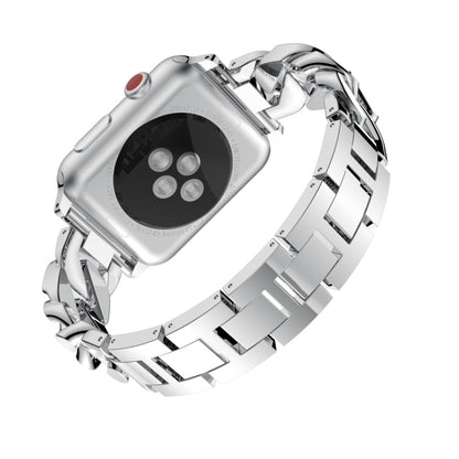Single Row Denim Diamond Alloy Watchband, For Apple Watch Series 8&7 41mm / SE 2&6&SE&5&4 40mm / 3&2&1 38mm, For Apple Watch Series 8&7 45mm / SE 2&6&SE&5&4 44mm / 3&2&1 42mm