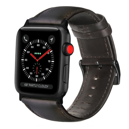 Oil Wax Genuine Leather Strap Watchband, For Apple Watch Series 8&7 41mm / SE 2&6&SE&5&4 40mm / 3&2&1 38mm, For Apple Watch Series 7 41mm / 6 & SE & 5 & 4 40mm / 3 & 2 & 1 38mm                                                                            ...