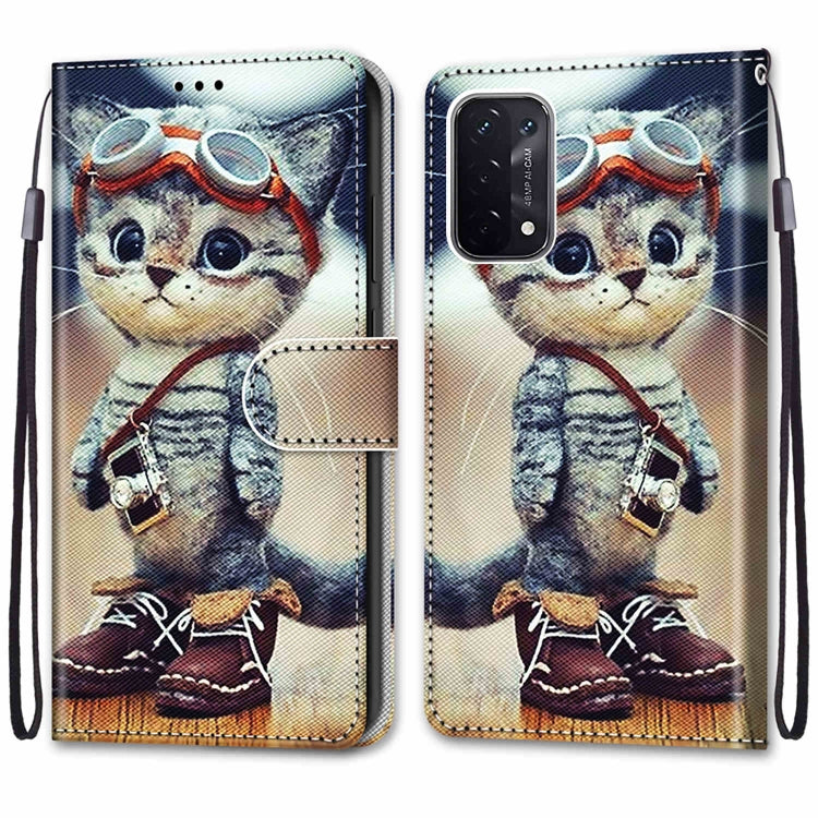Coloured Drawing Cross Texture Horizontal Flip PU Leather Case with Holder & Card Slots & Wallet & Lanyard, For OPPO A93 5G / A93s 5G / A54 5G / A74 5G, For OPPO A54 4G / A16 4G / A53s 5G / A55 5G