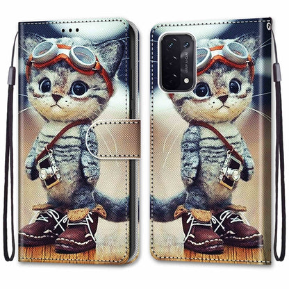 Coloured Drawing Cross Texture Horizontal Flip PU Leather Case with Holder & Card Slots & Wallet & Lanyard, For OPPO A93 5G / A93s 5G / A54 5G / A74 5G, For OPPO A54 4G / A16 4G / A53s 5G / A55 5G