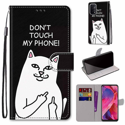 Coloured Drawing Cross Texture Horizontal Flip PU Leather Case with Holder & Card Slots & Wallet & Lanyard, For OPPO A93 5G / A93s 5G / A54 5G / A74 5G, For OPPO A54 4G / A16 4G / A53s 5G / A55 5G