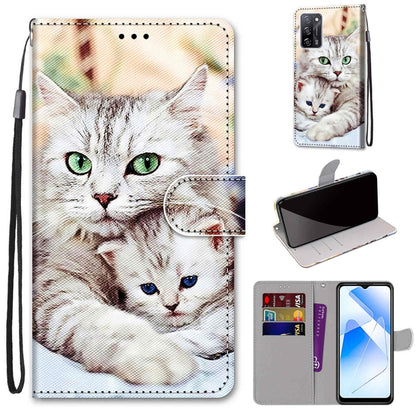 Coloured Drawing Cross Texture Horizontal Flip PU Leather Case with Holder & Card Slots & Wallet & Lanyard, For OPPO A93 5G / A93s 5G / A54 5G / A74 5G, For OPPO A54 4G / A16 4G / A53s 5G / A55 5G