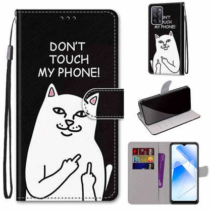 Coloured Drawing Cross Texture Horizontal Flip PU Leather Case with Holder & Card Slots & Wallet & Lanyard, For OPPO A93 5G / A93s 5G / A54 5G / A74 5G, For OPPO A54 4G / A16 4G / A53s 5G / A55 5G