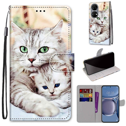Coloured Drawing Cross Texture Horizontal Flip PU Leather Case with Holder & Card Slots & Wallet & Lanyard, For Huawei P50, For Huawei P50 Pro