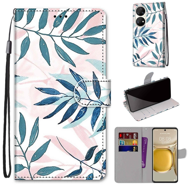 Coloured Drawing Cross Texture Horizontal Flip PU Leather Case with Holder & Card Slots & Wallet & Lanyard, For Huawei P50, For Huawei P50 Pro