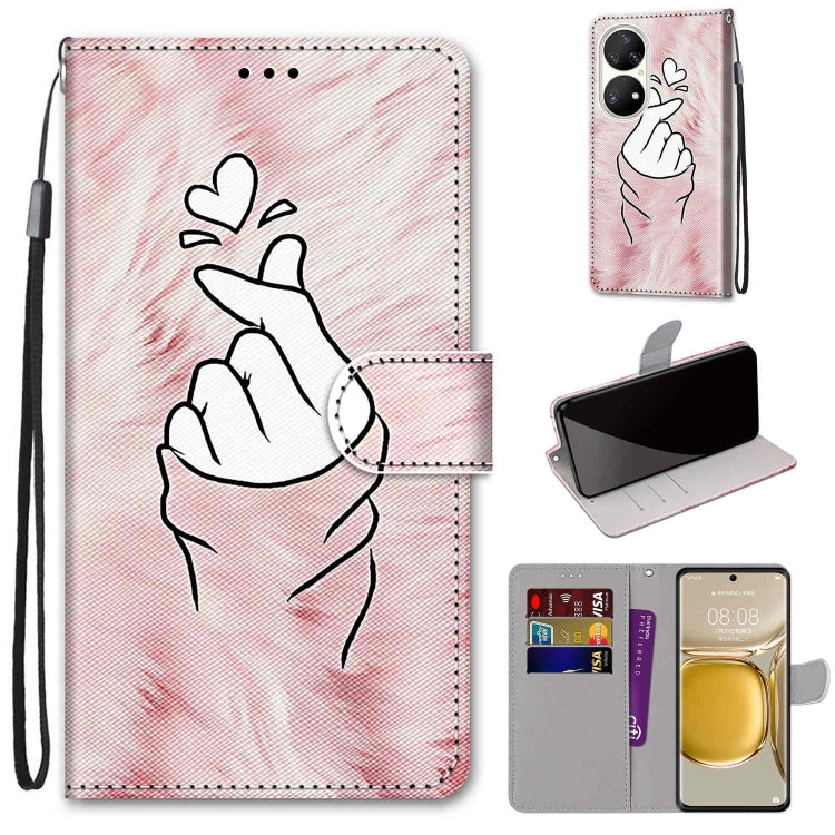 Coloured Drawing Cross Texture Horizontal Flip PU Leather Case with Holder & Card Slots & Wallet & Lanyard, For Huawei P50, For Huawei P50 Pro