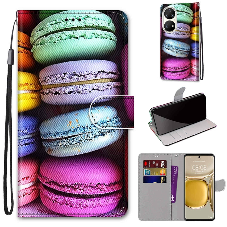 Coloured Drawing Cross Texture Horizontal Flip PU Leather Case with Holder & Card Slots & Wallet & Lanyard, For Huawei P50, For Huawei P50 Pro