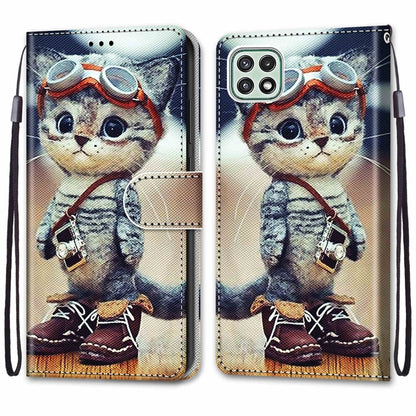 Coloured Drawing Cross Texture Horizontal Flip PU Leather Case with Holder & Card Slots & Wallet & Lanyard, For Samsung Galaxy A22 5G, For Samsung Galaxy M32 4G / F22