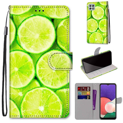 Coloured Drawing Cross Texture Horizontal Flip PU Leather Case with Holder & Card Slots & Wallet & Lanyard, For Samsung Galaxy A22 5G, For Samsung Galaxy M32 4G / F22