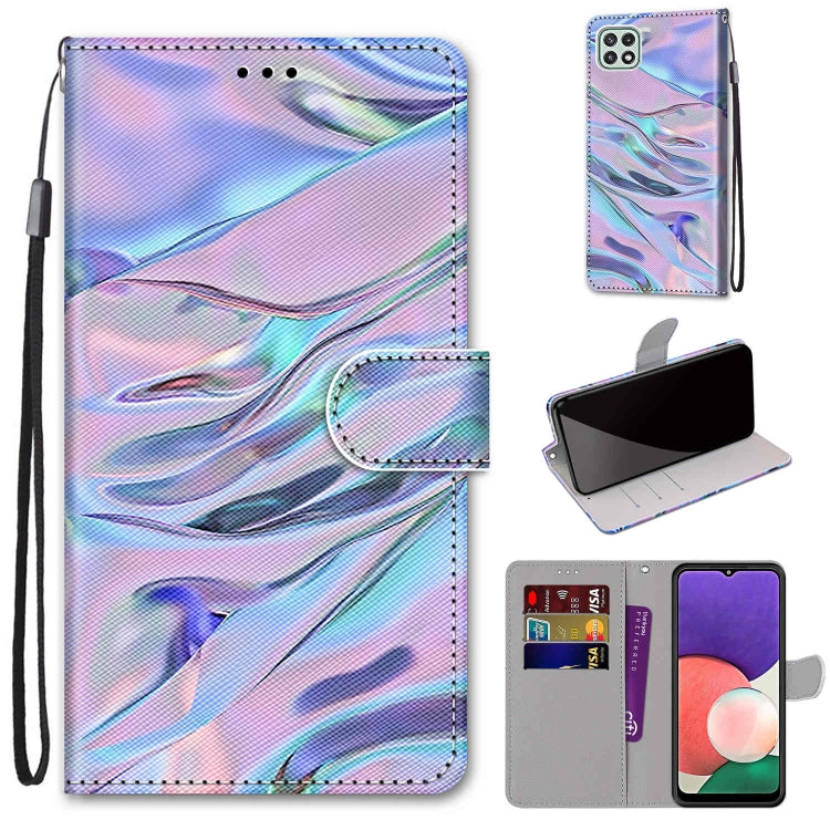Coloured Drawing Cross Texture Horizontal Flip PU Leather Case with Holder & Card Slots & Wallet & Lanyard, For Samsung Galaxy A22 5G, For Samsung Galaxy M32 4G / F22
